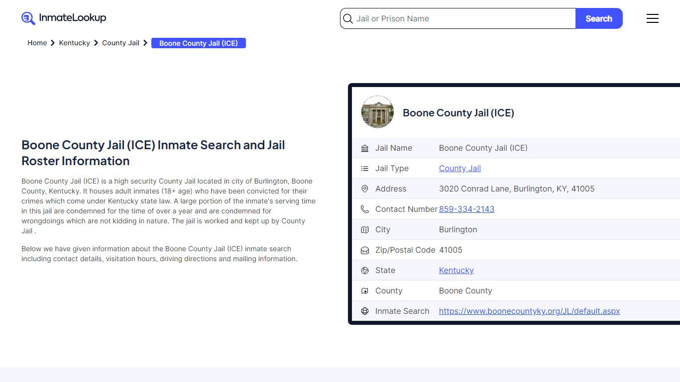 Boone County Jail (ICE) (KY) Inmate Search Kentucky - Inmate Lookup