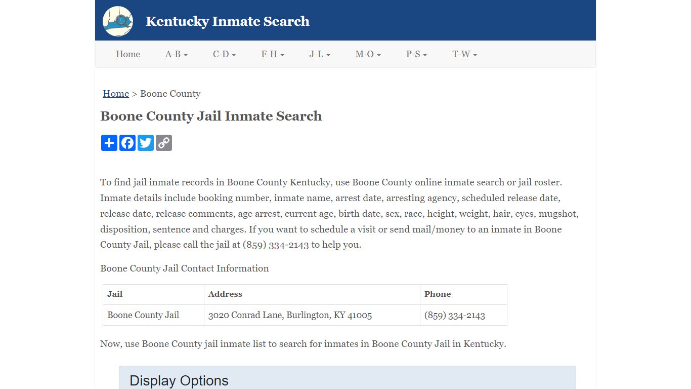 Boone County Jail Inmate Search